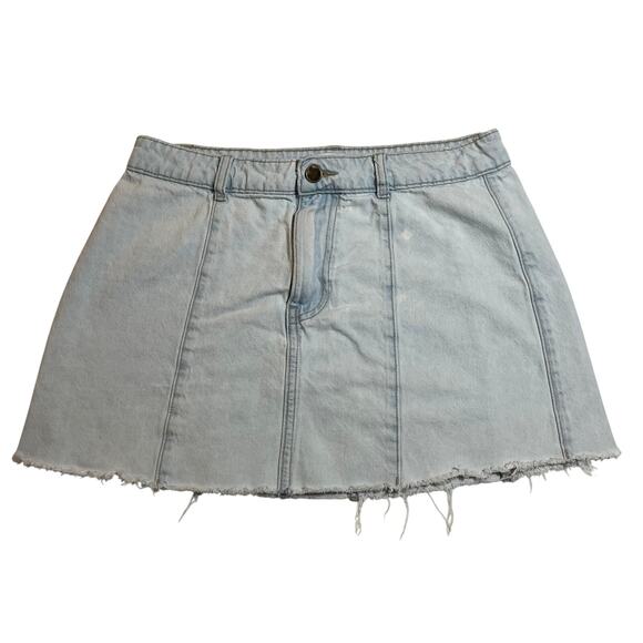 Zara Dresses & Skirts - Zara Denim Mini Skirt w/ Raw Hem Size M Casual Festival Y2K Summer Cotton 90s